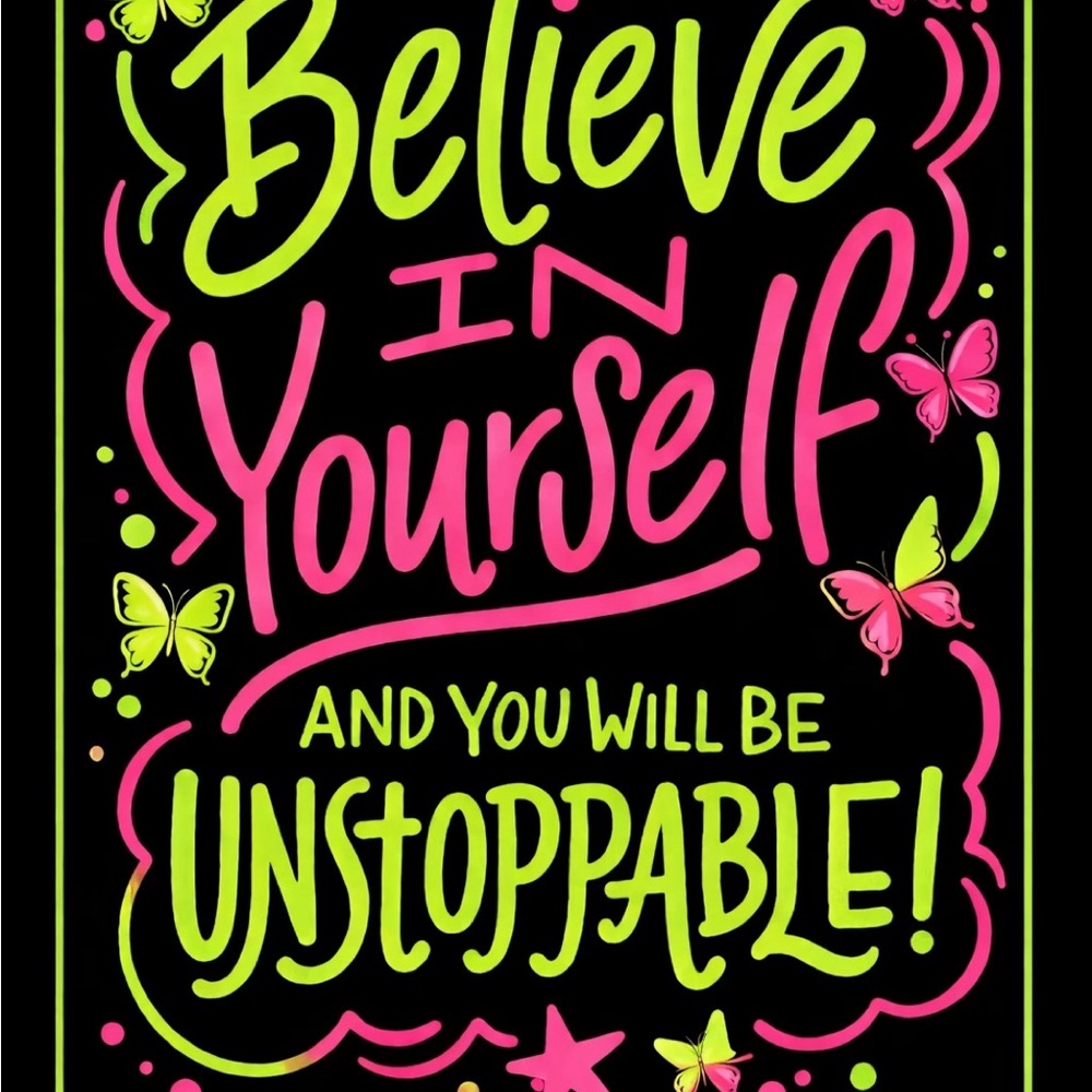 Believe In Yourself Neon Inspirational Print